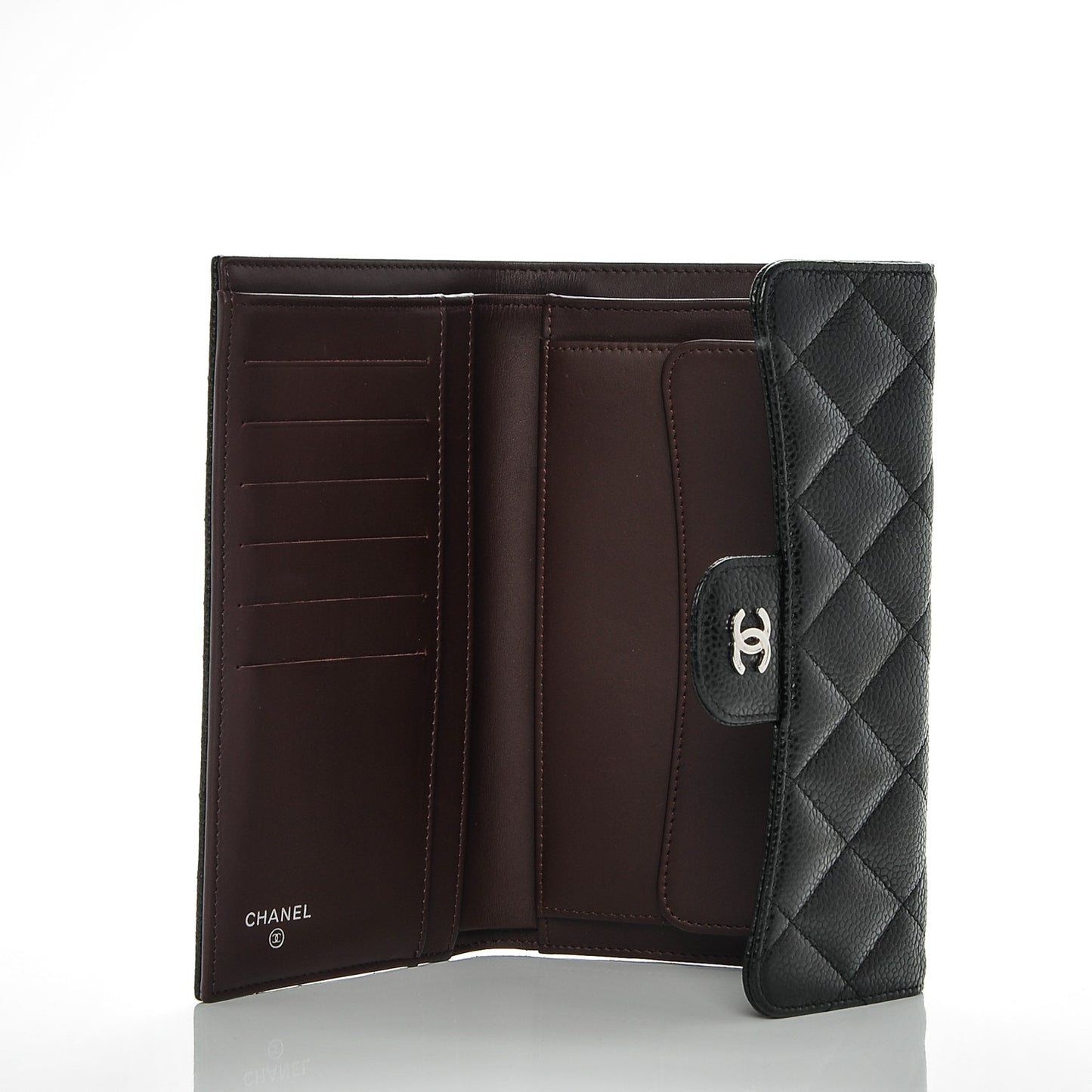 Caviar Quilted Large Flap Wallet Black