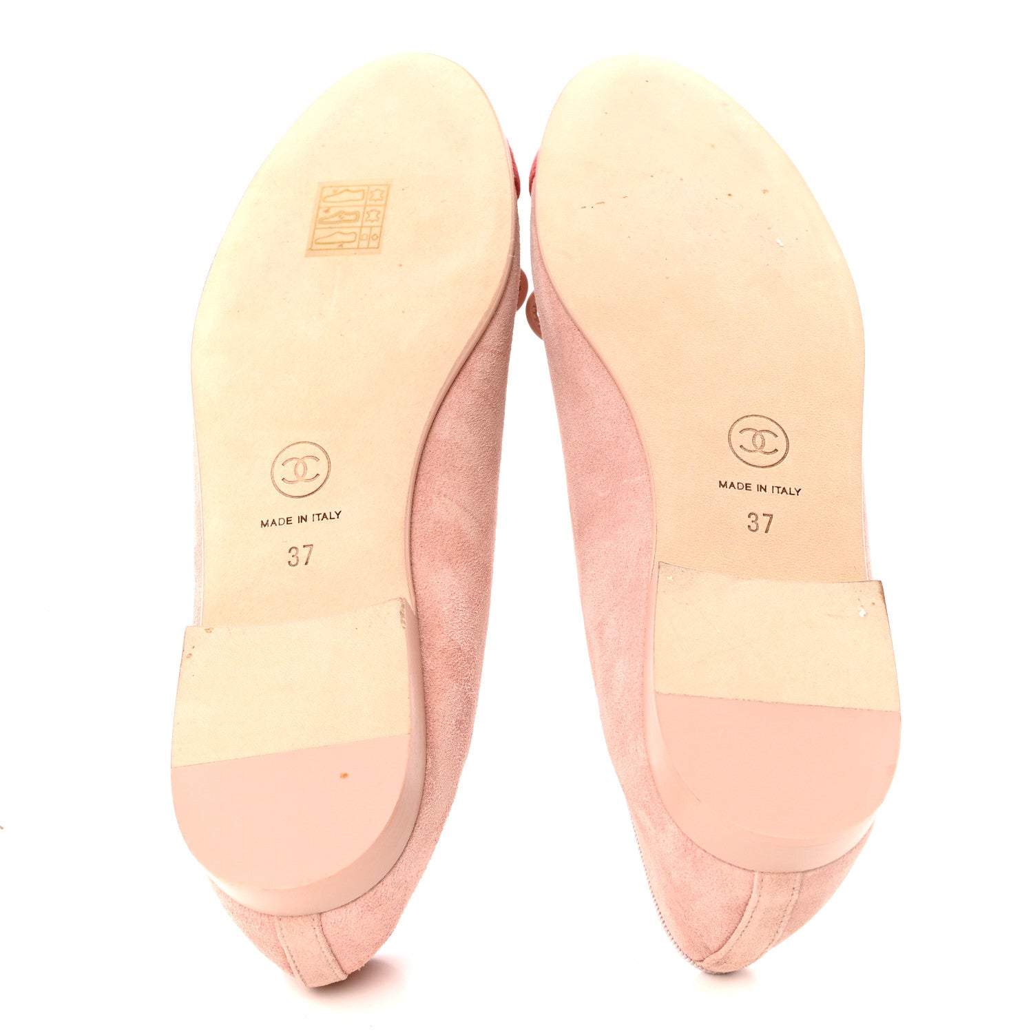 Chanel Suede Cap Toe CC Ballerina Flats 37 Light Pink Coral 5 of 9
