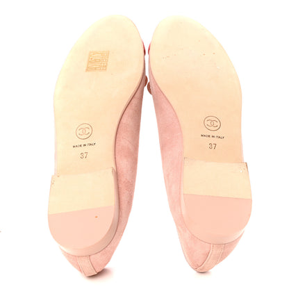 Chanel Suede Cap Toe CC Ballerina Flats 37 Light Pink Coral 5 of 9