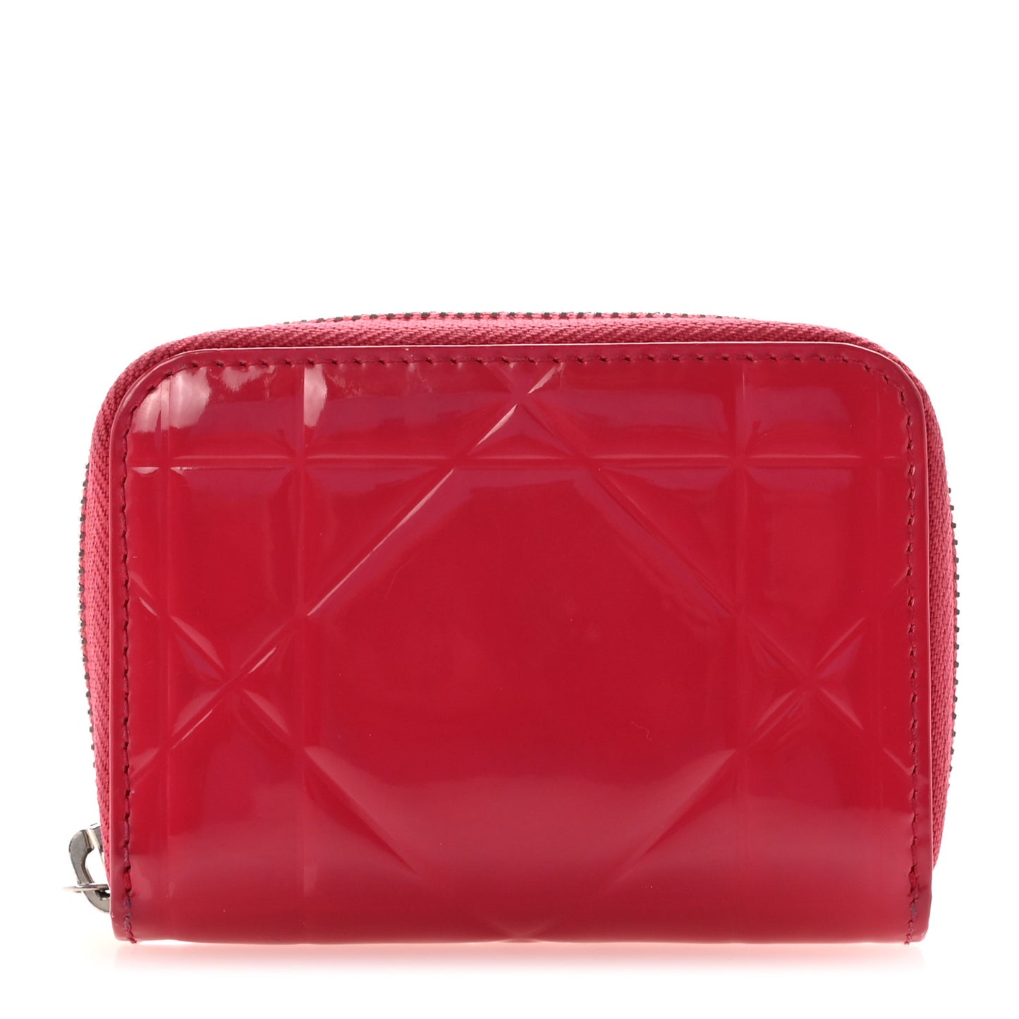 Patent Cannage Tutti Lady Dior Voyageur Coin Purse Fuchsia