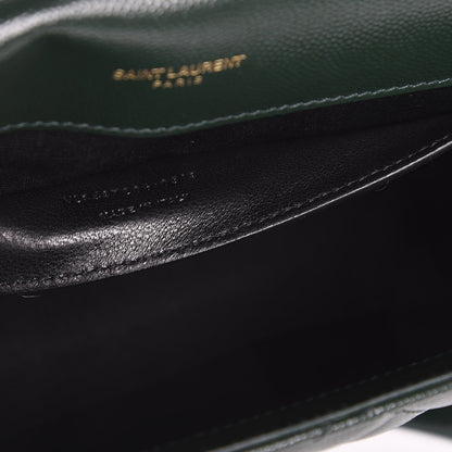 Saint Laurent Grain De Poudre Textured Mixed Matelasse Medium Triquilt Monogram Satchel Vert Fonce 8 of 9