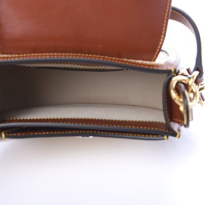 Chloe Calfskin Raffia Embroidered Small Tess Bag Sepia Brown 4 of 9