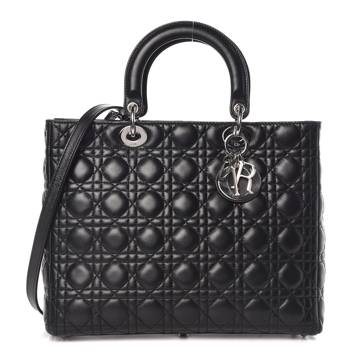 Christian Dior Lambskin Cannage Large Lady Dior Black 1 of 12