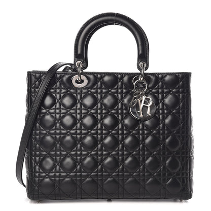 Christian Dior Lambskin Cannage Large Lady Dior Black 1 of 12