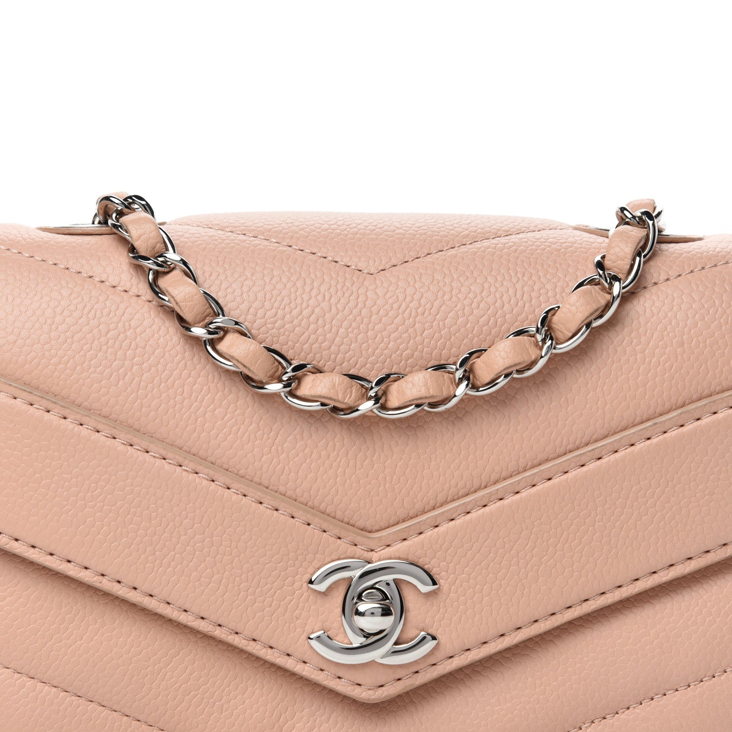 Chanel Caviar Chevron Quilted Small Single Flap Light Pink 11 of 12