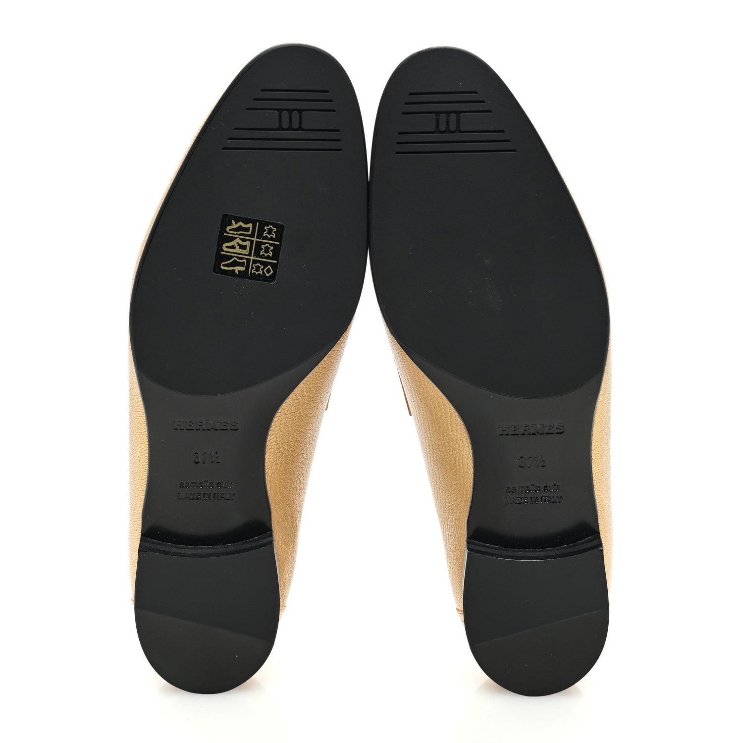 Hermes Metallic Goatskin Paris Loafers 37.5 Dore 1494147