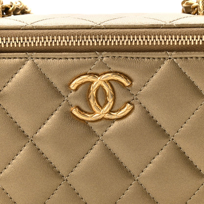 Chanel Metallic Lambskin Quilted Small CC Dynasty Vanity Case With Chain Gold 8 of 11