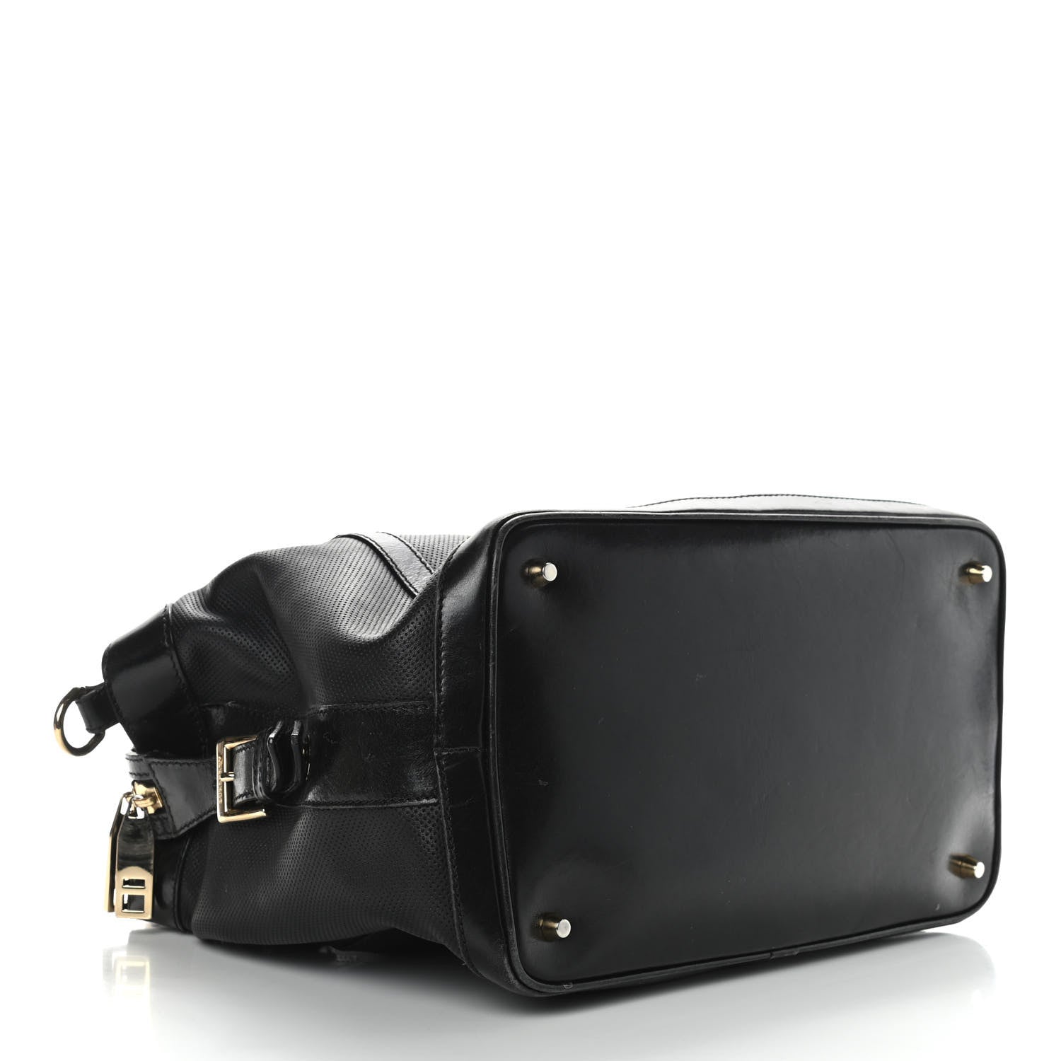 Burberry Calfskin Perforated Ellers Satchel Black 4 of 12