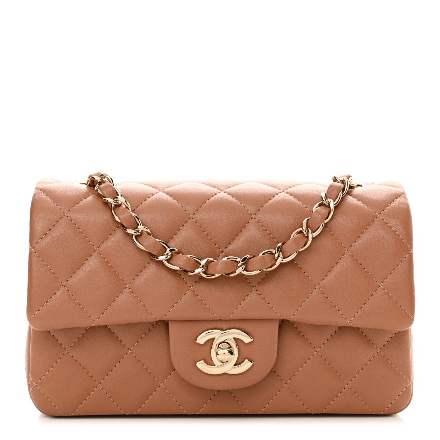 Chanel Lambskin Quilted Mini Rectangular Flap Brown 1 of 11