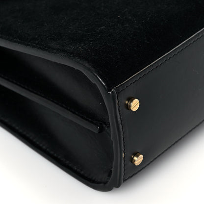 Saint Laurent Suede Leopard Print Mini Classic Monogram Cassandra Top Handle Manto Naturale Black 6 of 11
