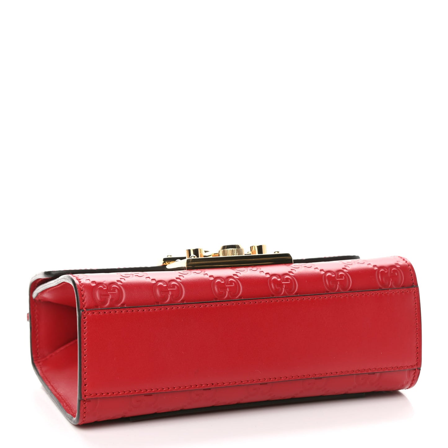 Guccissima Small Padlock Shoulder Bag Hibiscus Red