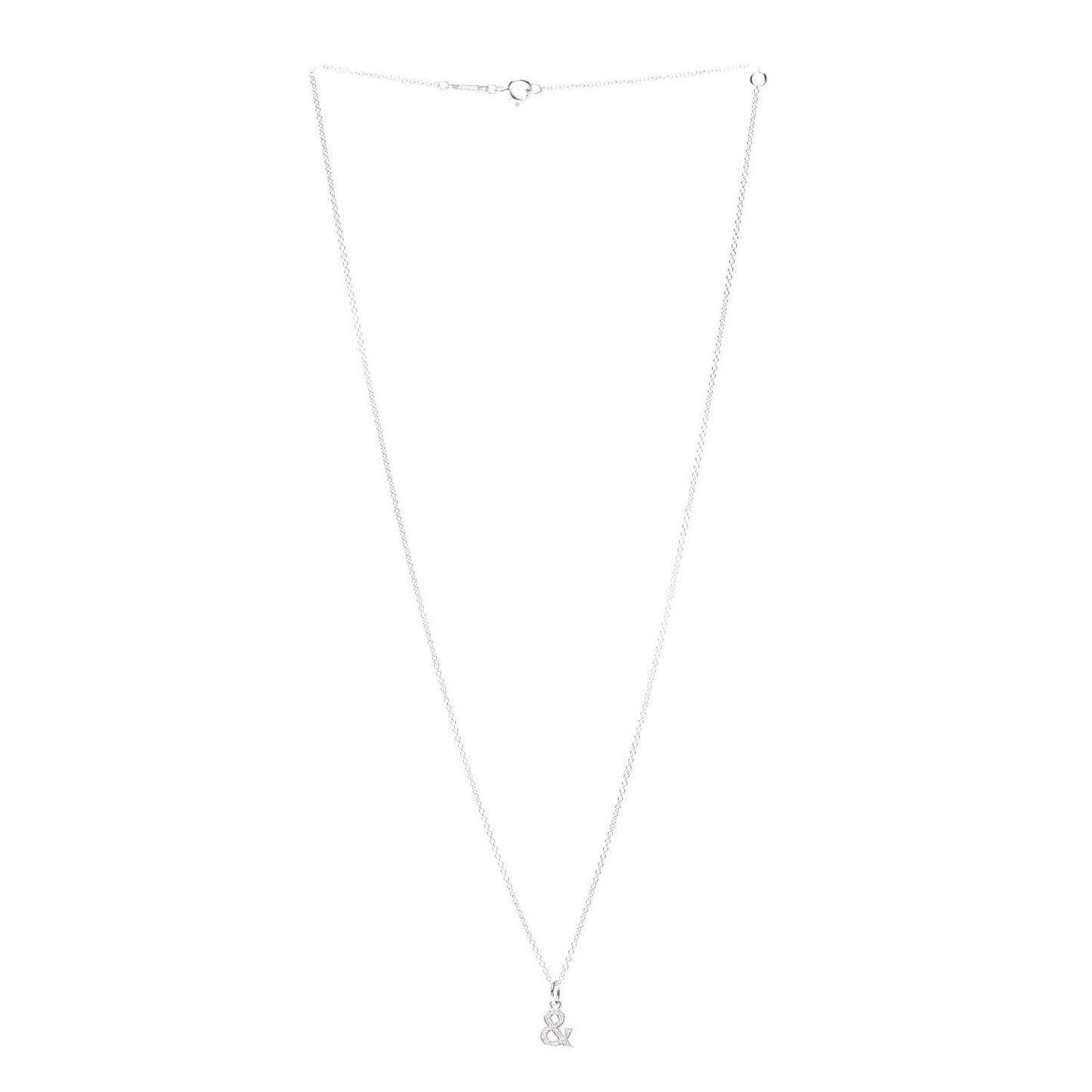 18K White Gold Diamond Small Ampersand Pendant Necklace