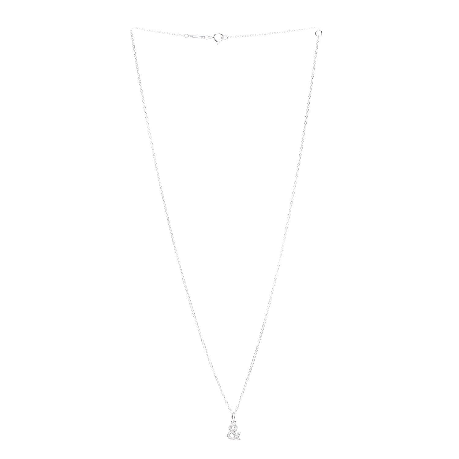 Tiffany 18K White Gold Diamond Small Ampersand Pendant Necklace 3 of 6