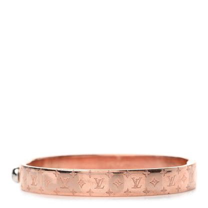 Louis Vuitton Brass Monogram Nanogram Cuff M Pink Gold 1 of 6