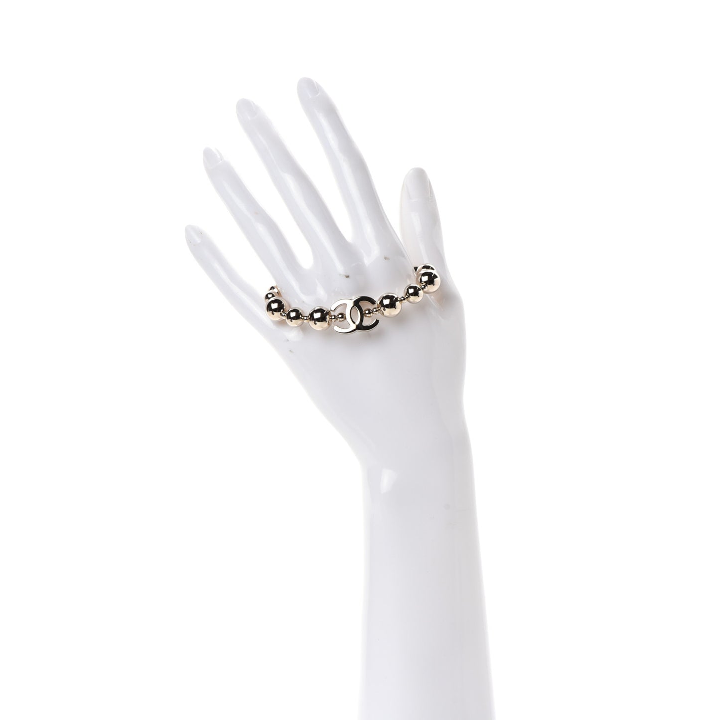 Metal Beaded CC Bracelet Gold