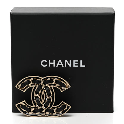 Chanel Lambskin Chain CC Brooch Black Gold 5 of 5