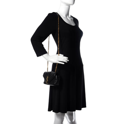 Saint Laurent Sheepskin Matelasse Chevron Monogram Classic Baby Chain Bag Black 2 of 16