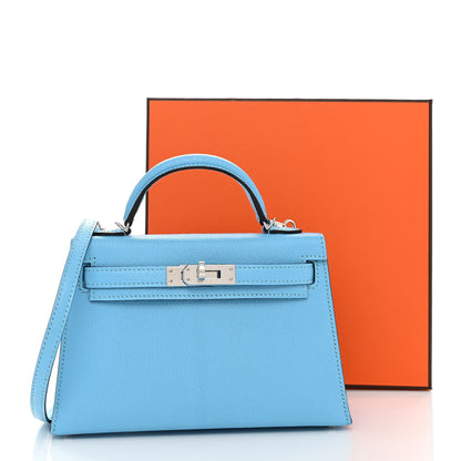 Hermes Chevre Mysore Mini Kelly Sellier 20 Celeste 13 of 13