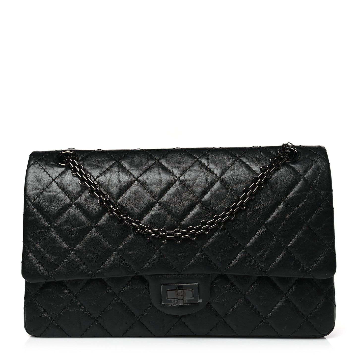 Aged Calfskin Quilted 2.55 Reissue 226 Flap So Black