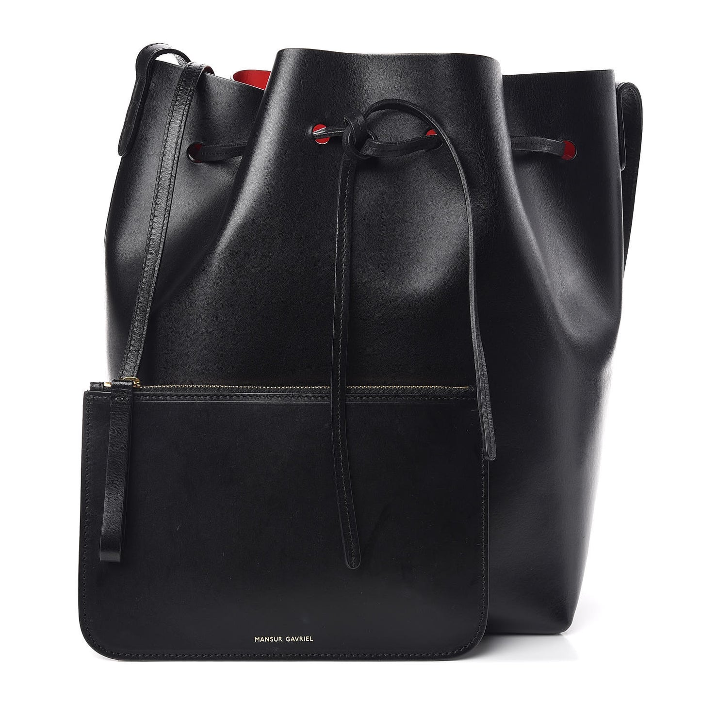 Vegetable Tanned Calfskin Bucket Bag Black Flamma