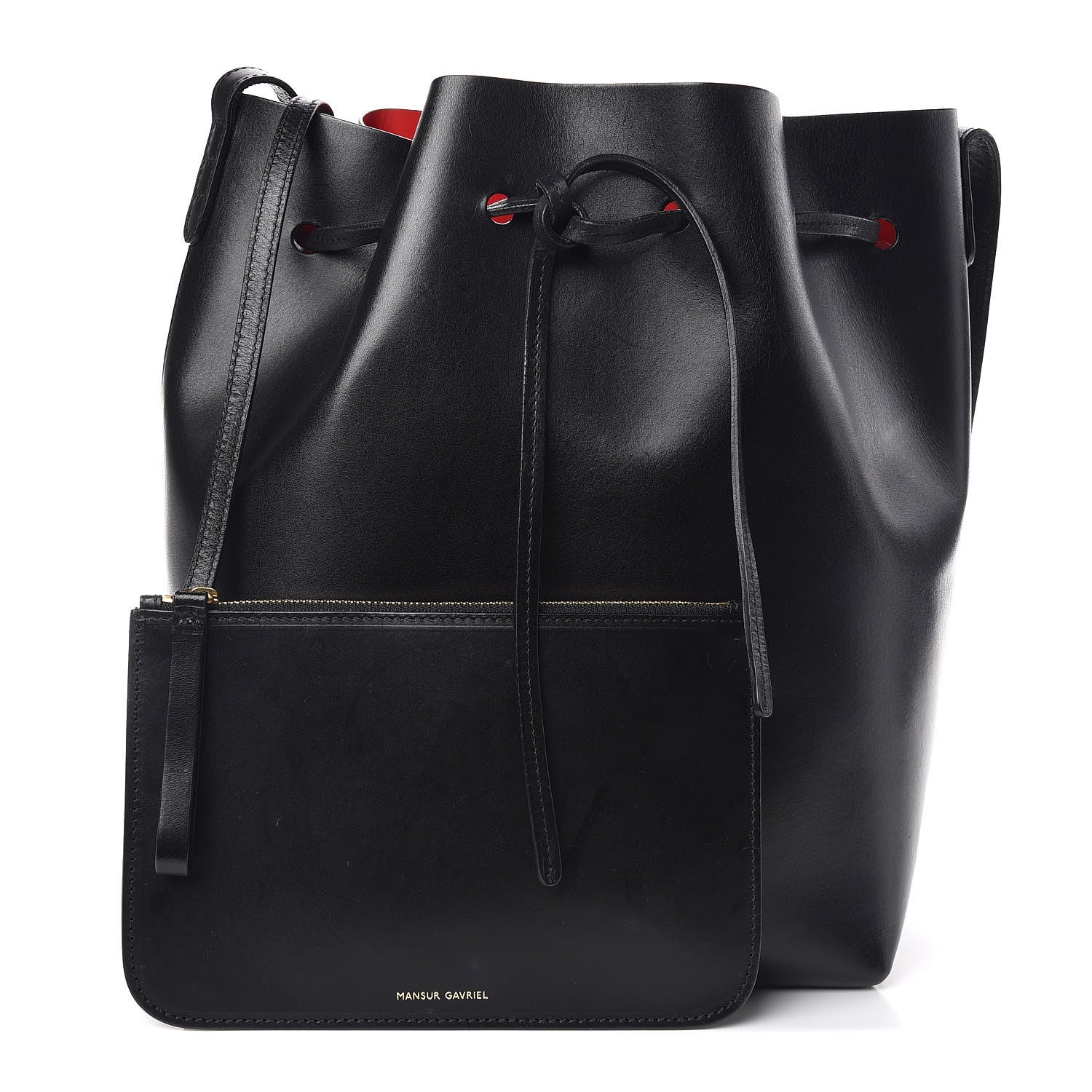 Mansur Gavriel Vegetable Tanned Calfskin Bucket Bag Black Flamma 1 of 12