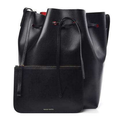 Mansur Gavriel Vegetable Tanned Calfskin Bucket Bag Black Flamma 1 of 12