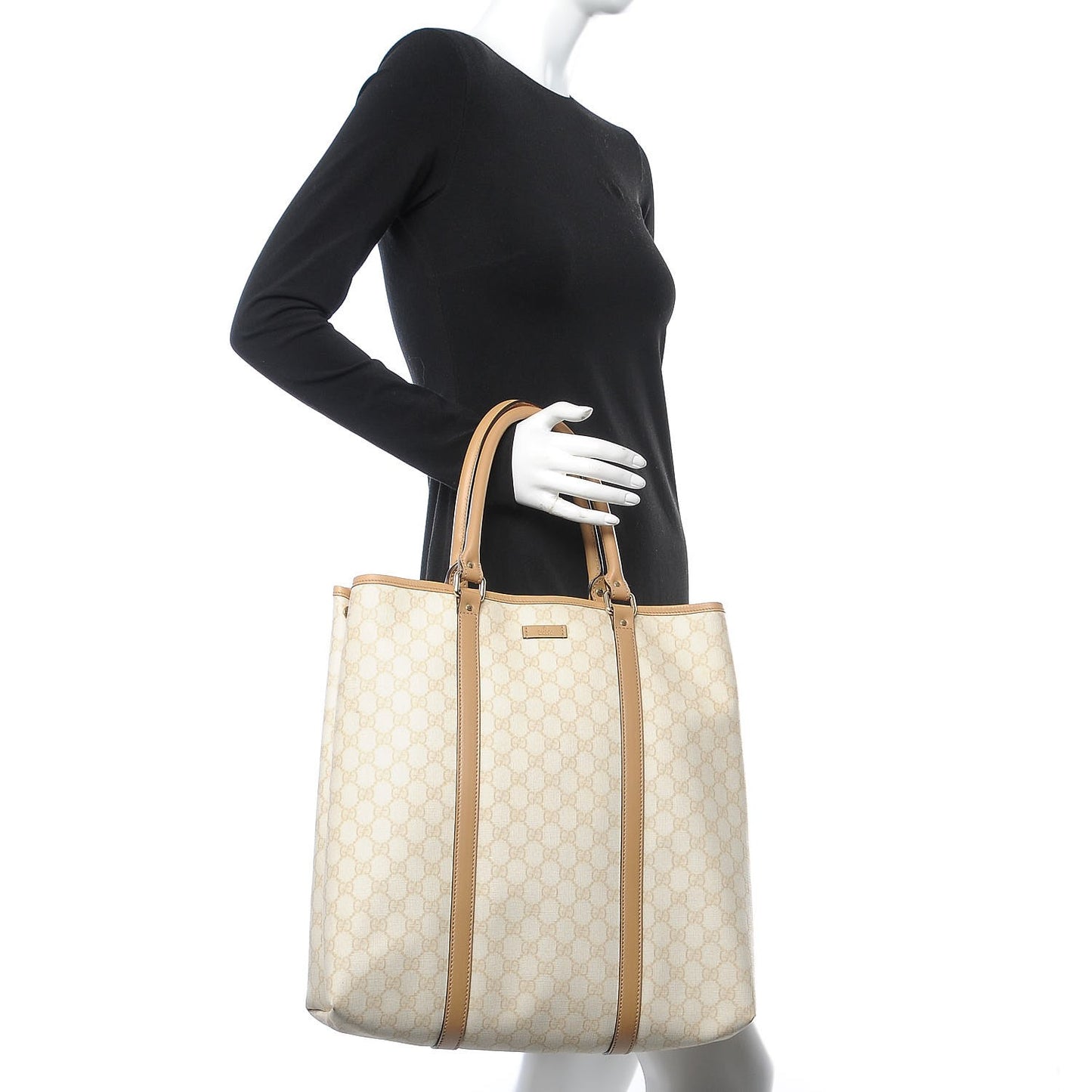 GG Plus Monogram Joy Vertical Tote Beige