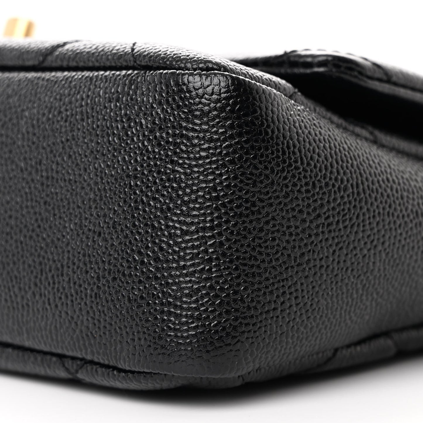 Shiny Caviar Quilted Small Chain Melody Flap Black