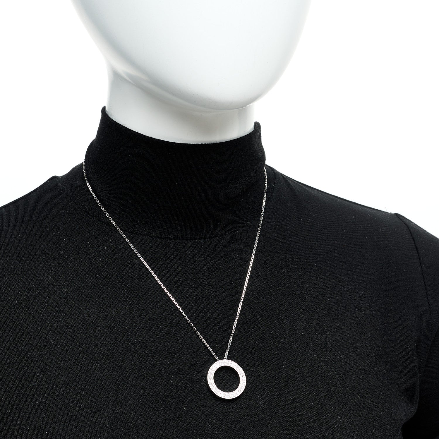 Cartier 18K White Gold Diamond LOVE Paved Necklace 2 of 6