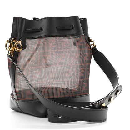 Fendi Mesh Vitello Grace F is Fendi FF 1974 Grande Mon Tresor Bucket Bag Marrone Black Ebano 2 of 11