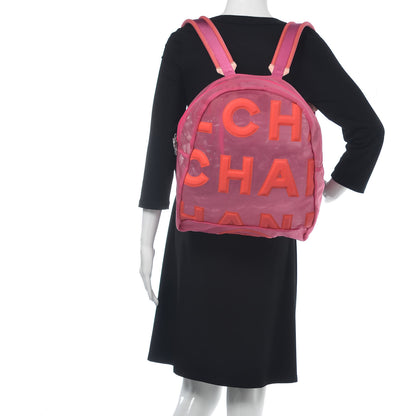 Chanel Mesh Nylon Logo Backpack Pink 2 of 12