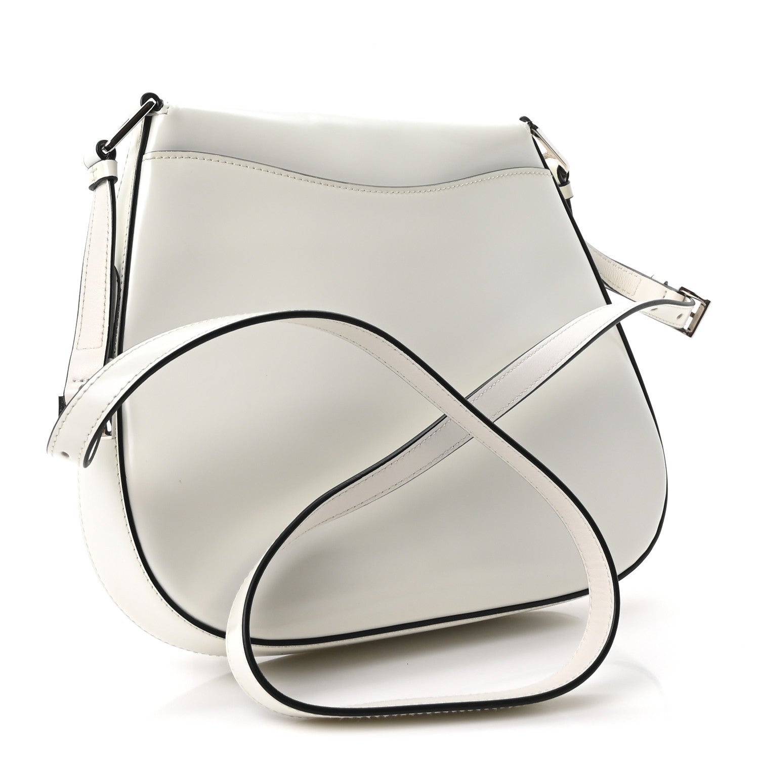 Prada Spazzolato Cleo Flap Adjustable Strap Shoulder Bag  White 4 of 10