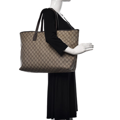 Gucci GG Supreme Monogram Large Zippered Shopping Tote Brown 2 of 10