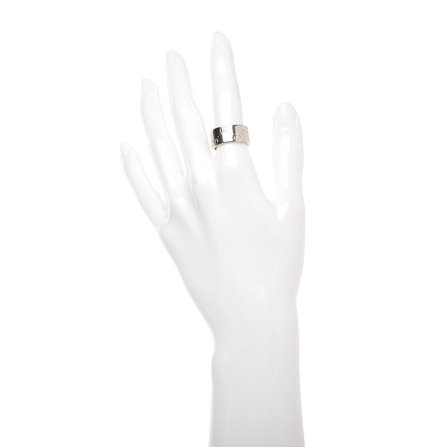 Gucci 18K White Gold 9mm Icon Band Ring 53 6.5 2 of 5