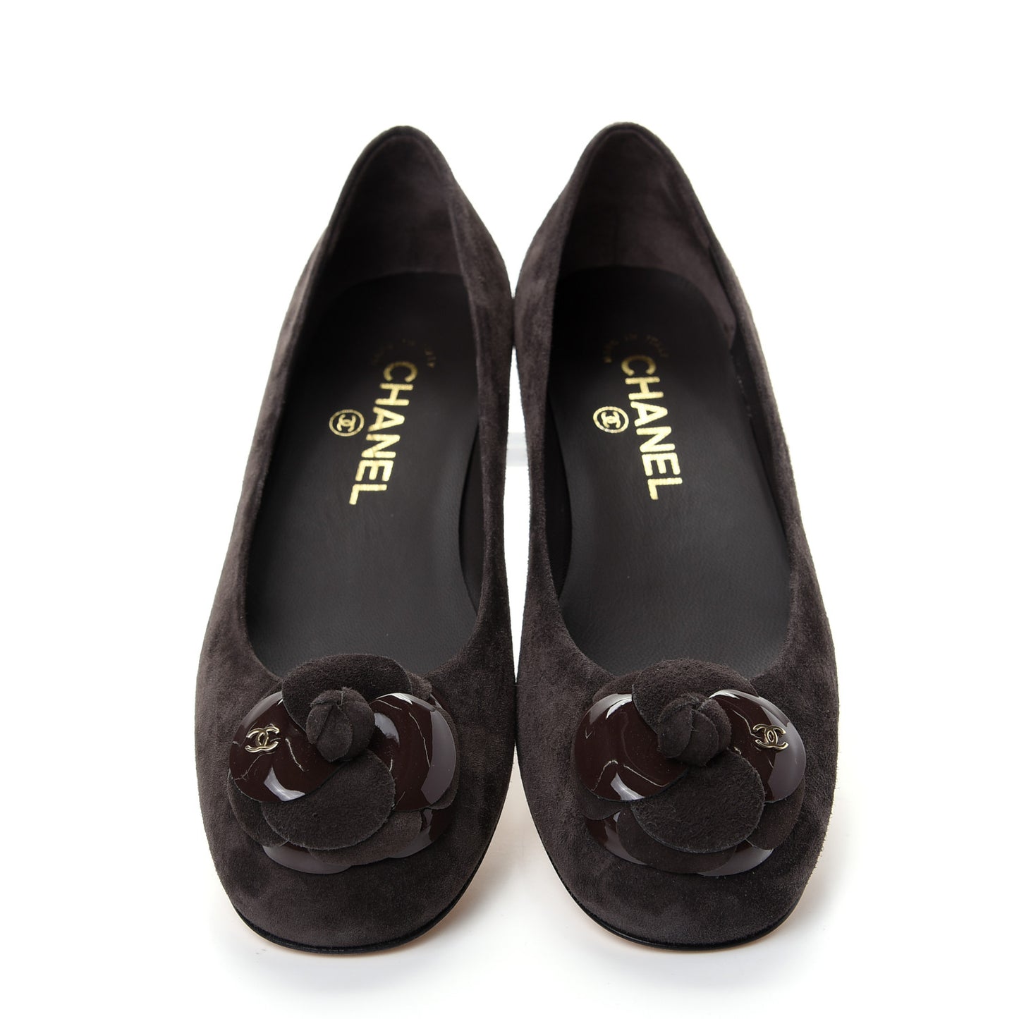 Suede Patent Camellia CC Ballerina Flat 36.5 Brown