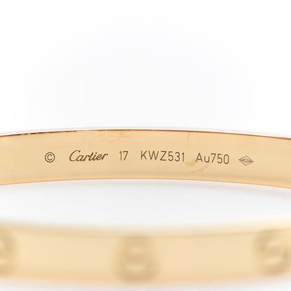 Cartier 18K Yellow Gold LOVE Bracelet 17 5 of 7