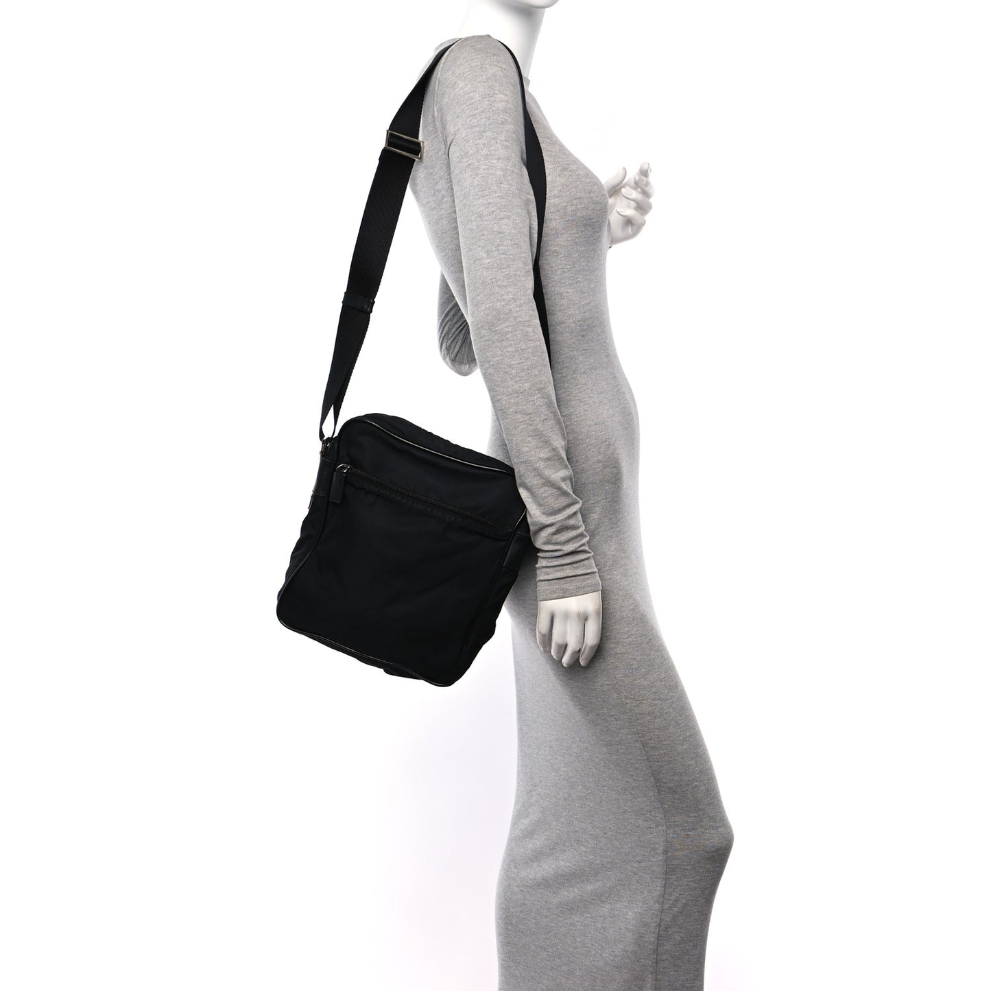 Tessuto Nylon Saffiano Messenger Bag Black