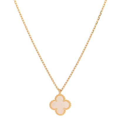 Van Cleef & Arpels 18K Yellow Gold Mother of Pearl Sweet Alhambra Pendant Necklace 4 of 8