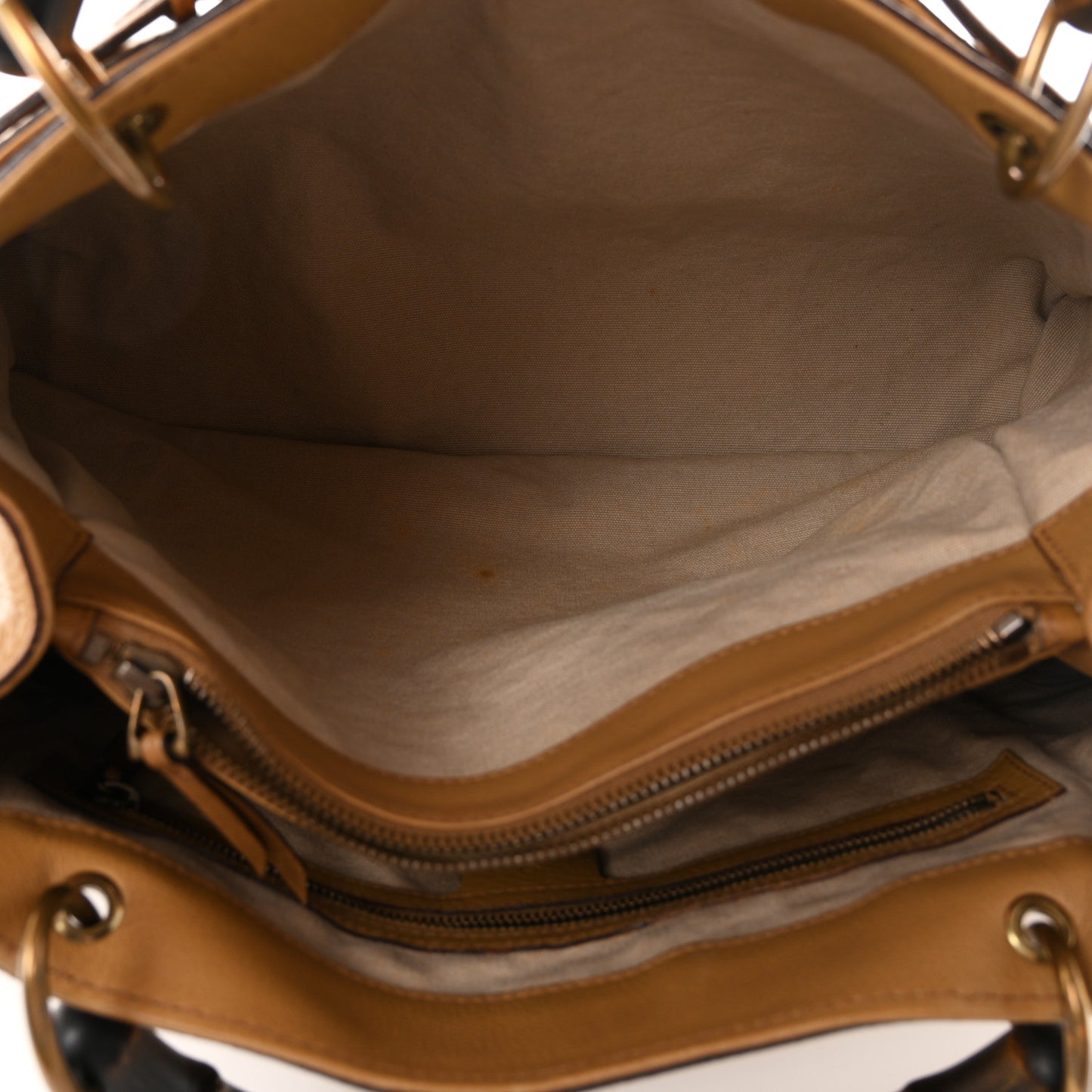 Calfskin Bamboo Handle Tote Beige