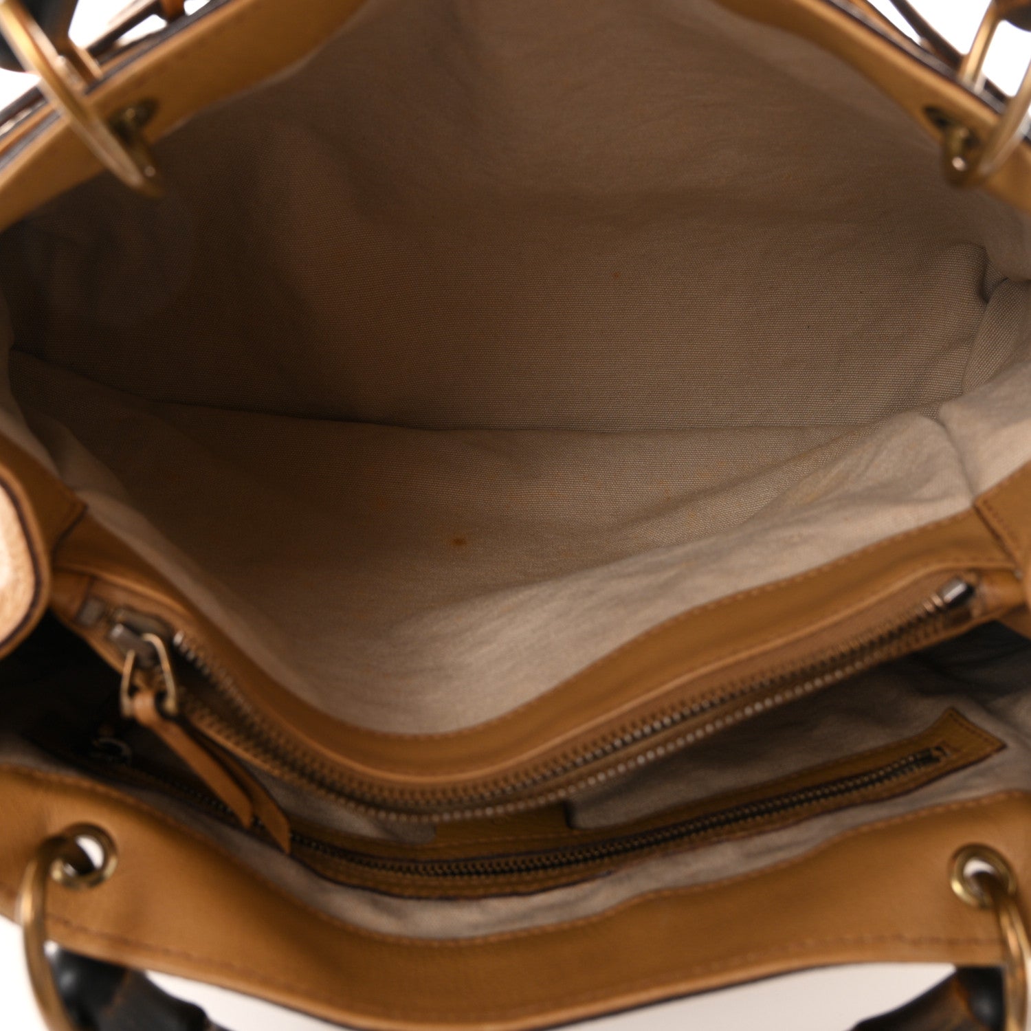 Gucci Calfskin Bamboo Handle Tote Beige 4 of 9