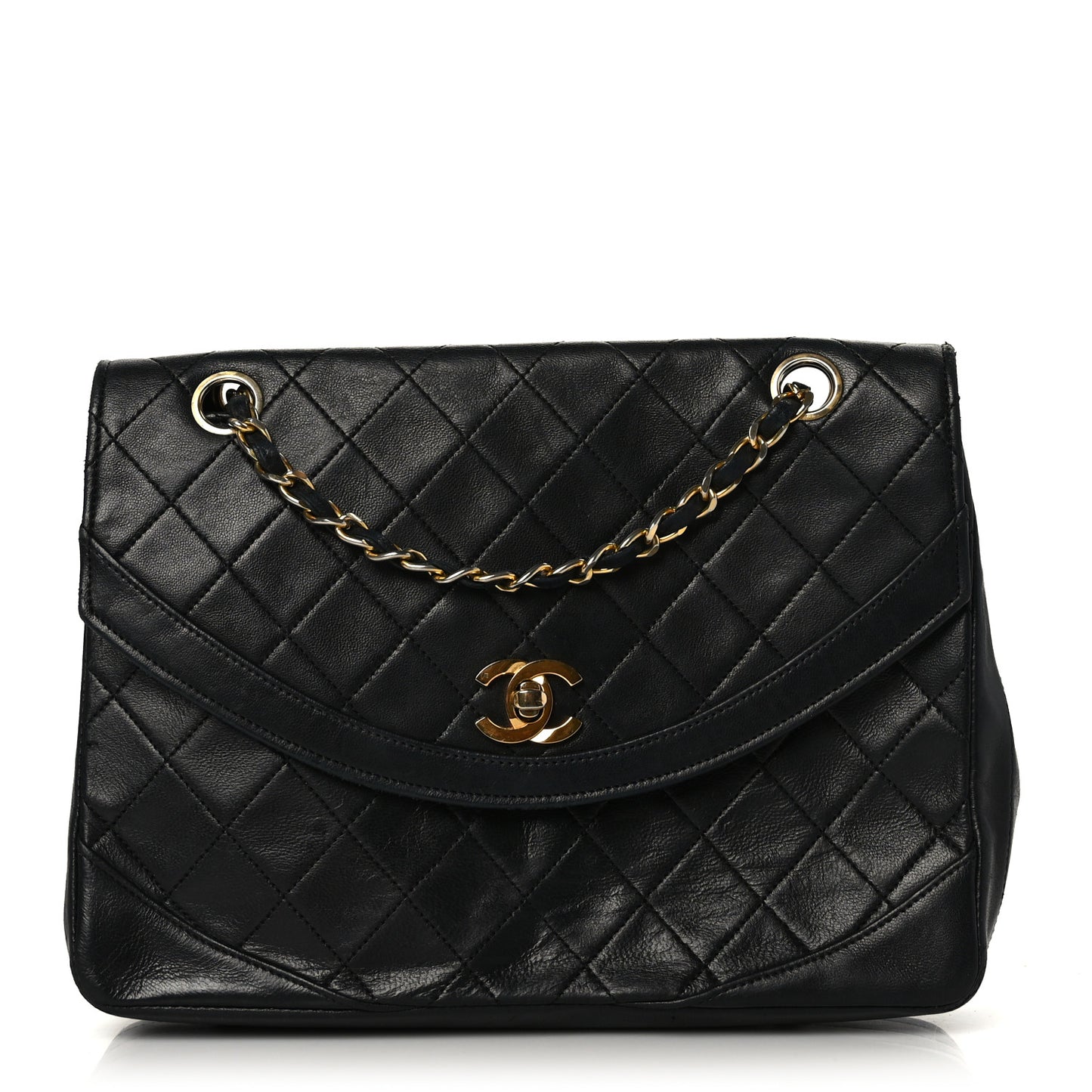Lambskin Quilted Single Flap Medium Black