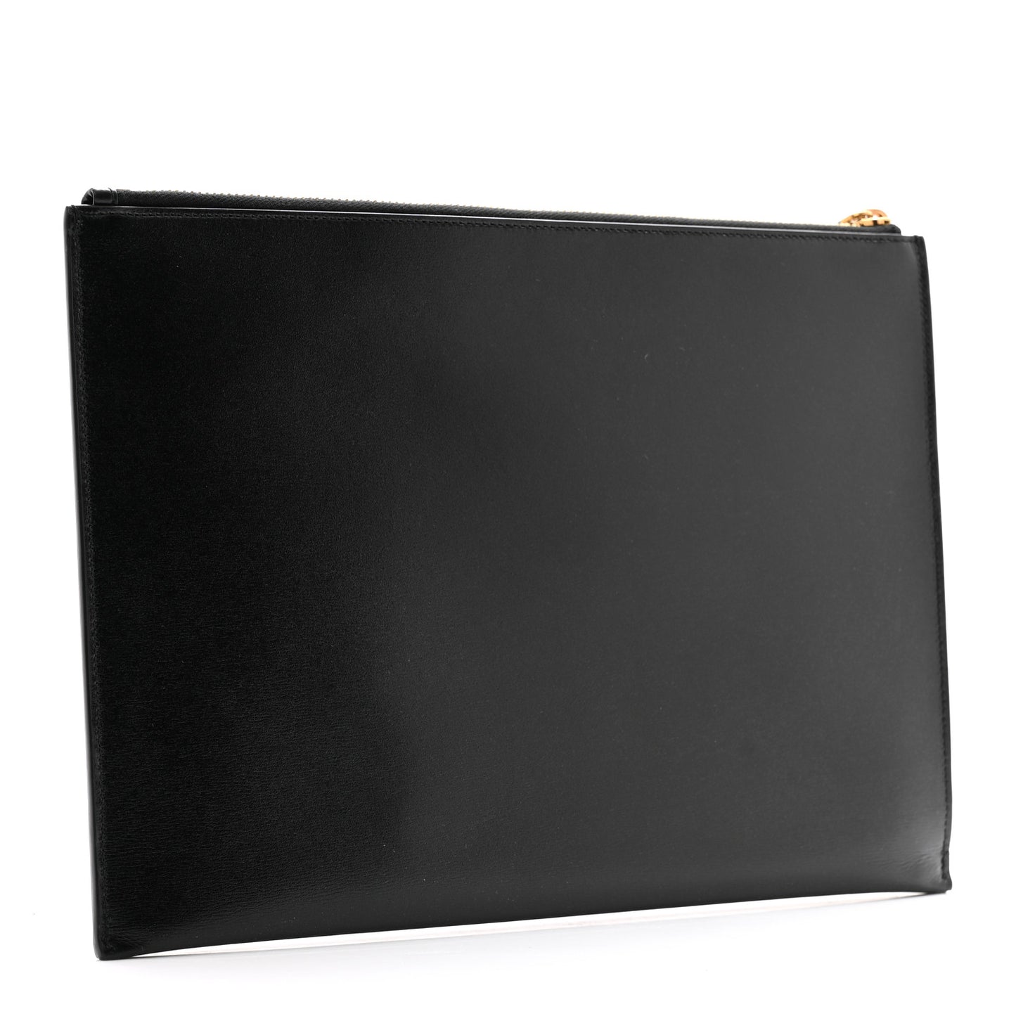 Shiny Calfskin Tiny Monogram Zipped Tablet Holder Black