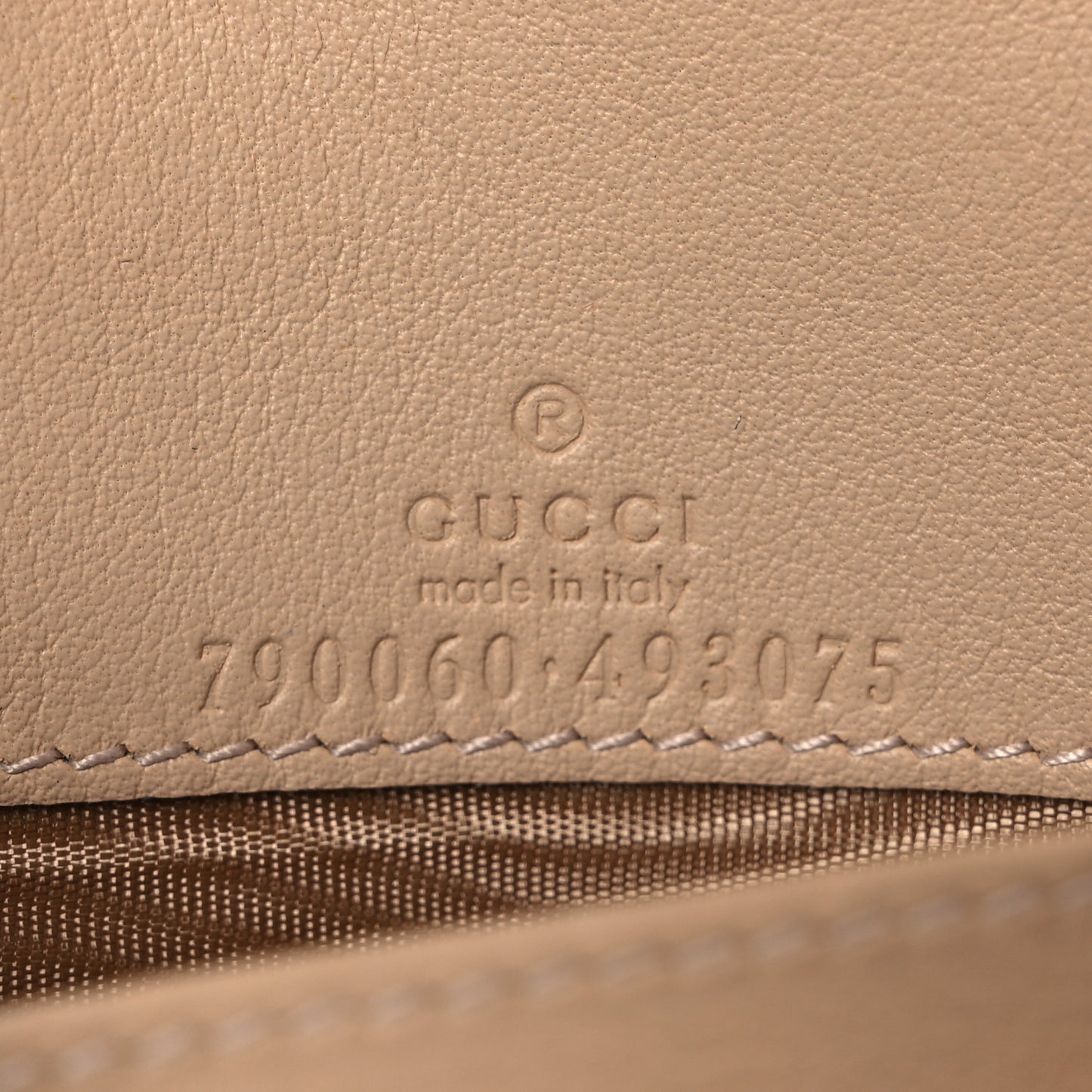 GG Supreme Monogram Textured Dollar Calfskin Mini GG Marmont Chain Wallet Souffle Rose