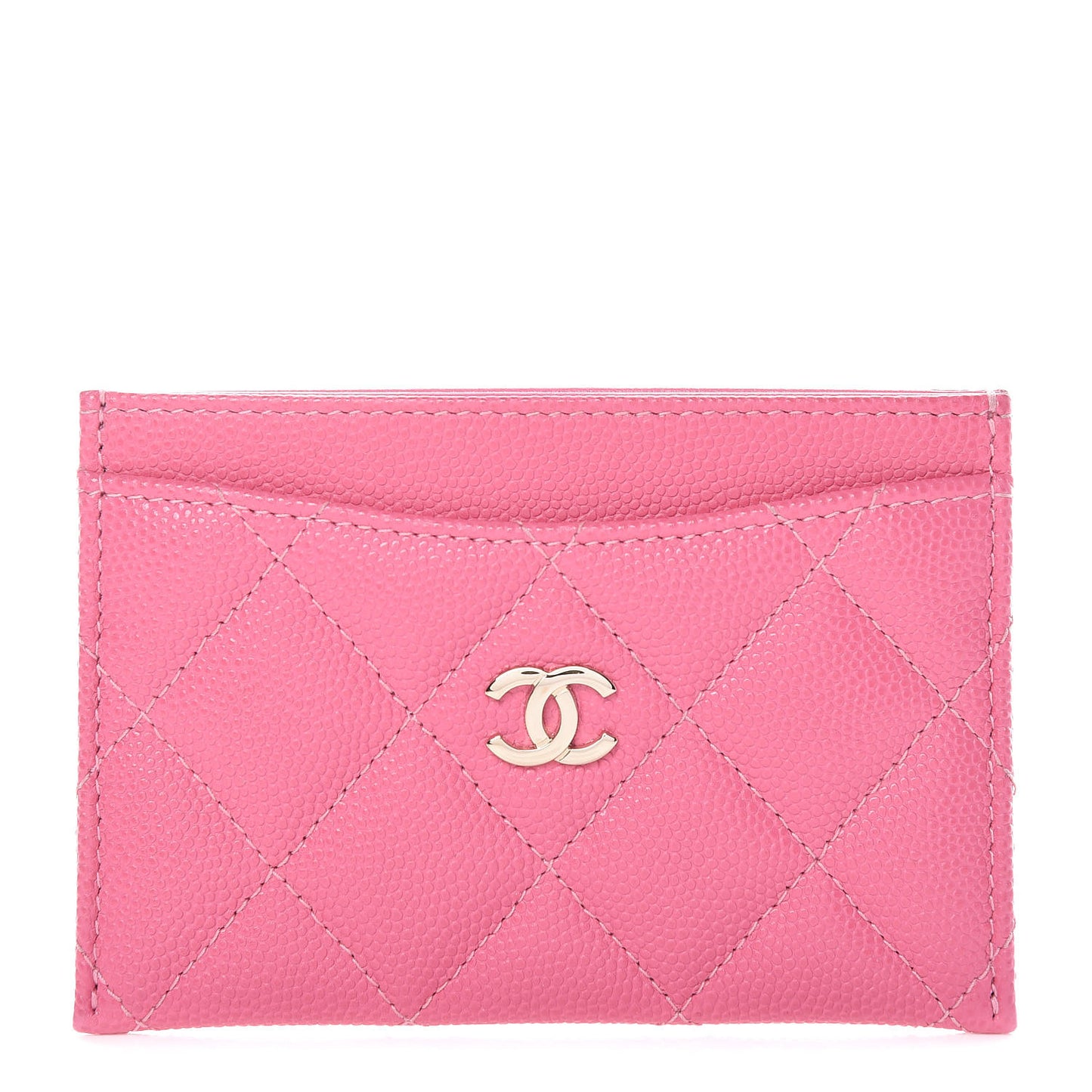 Caviar Quilted Card Holder Pink
