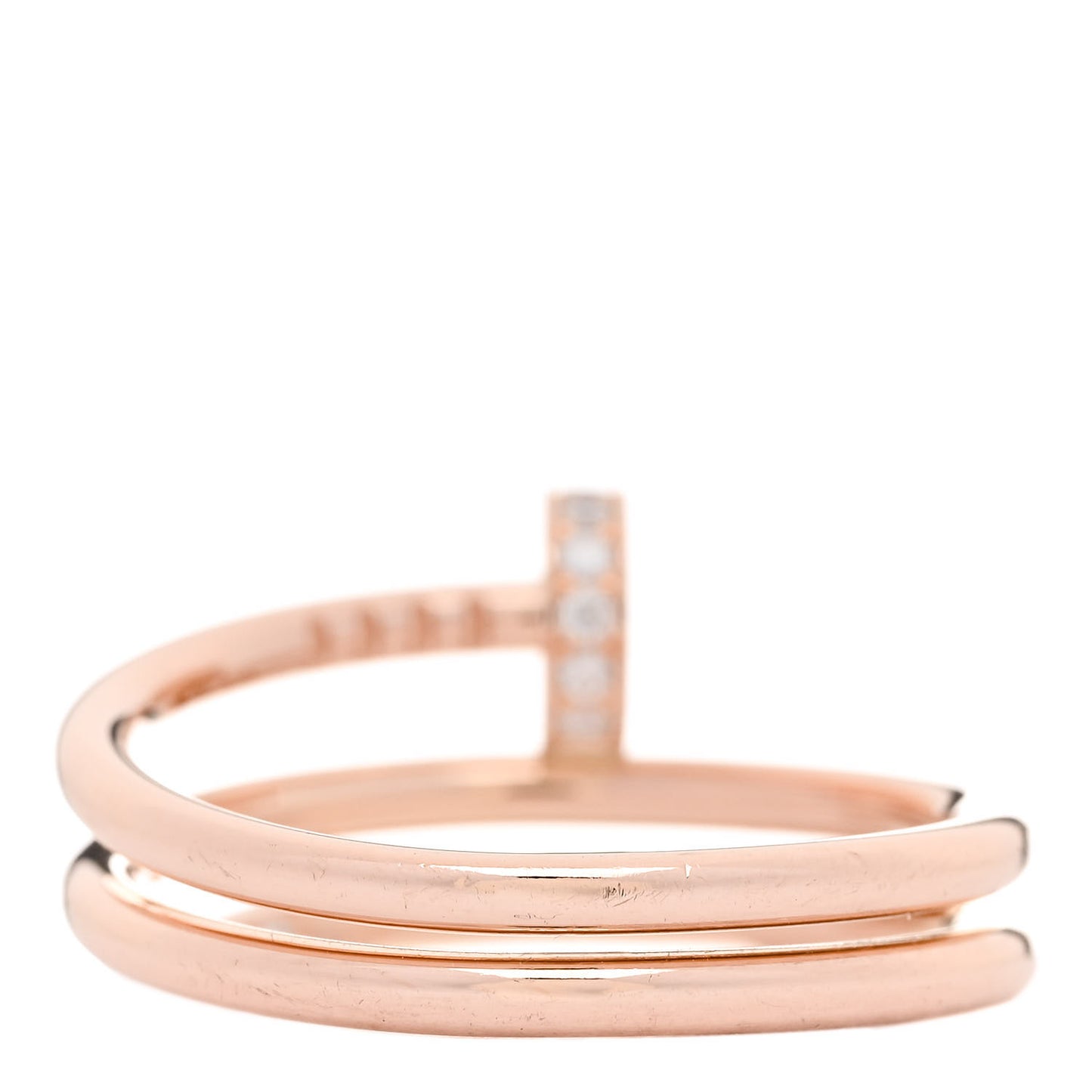 18K Pink Gold Diamond Double Juste Un Clou Ring 54 6.75