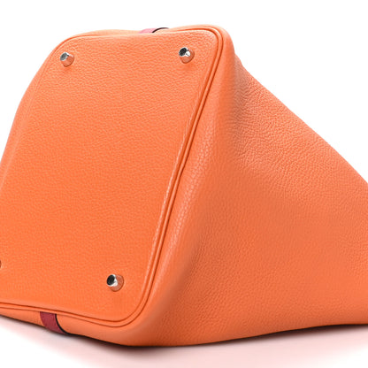 Hermes Taurillon Clemence Swift Eclat Picotin Lock 22 MM Orange Rouge Grenat 10 of 10