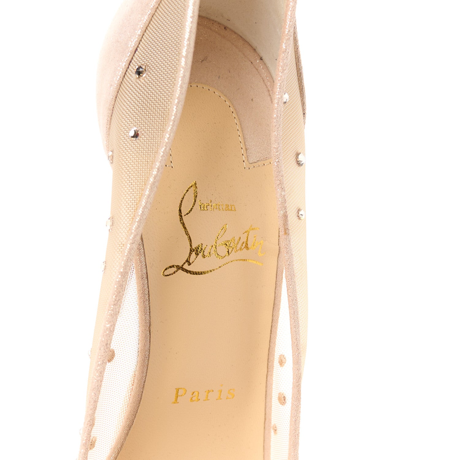 Christian Louboutin Suede Lame Crystal Strass Follies 100 Pumps 38 Light Silk 7 of 8