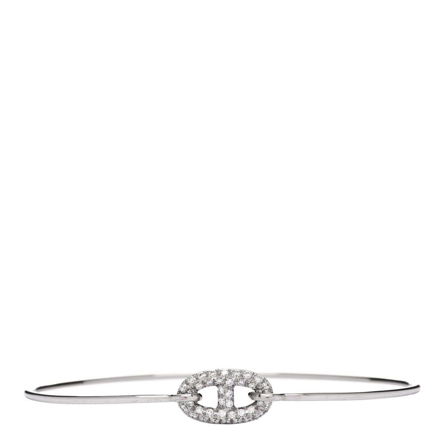 18K White Gold Diamond Farandole Bangle Bracelet LG