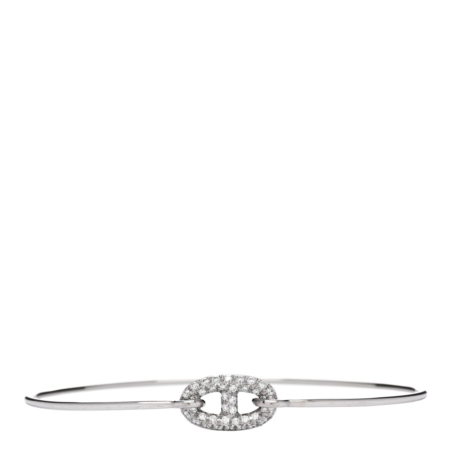Hermes 18K White Gold Diamond Farandole Bangle Bracelet LG 1 of 3