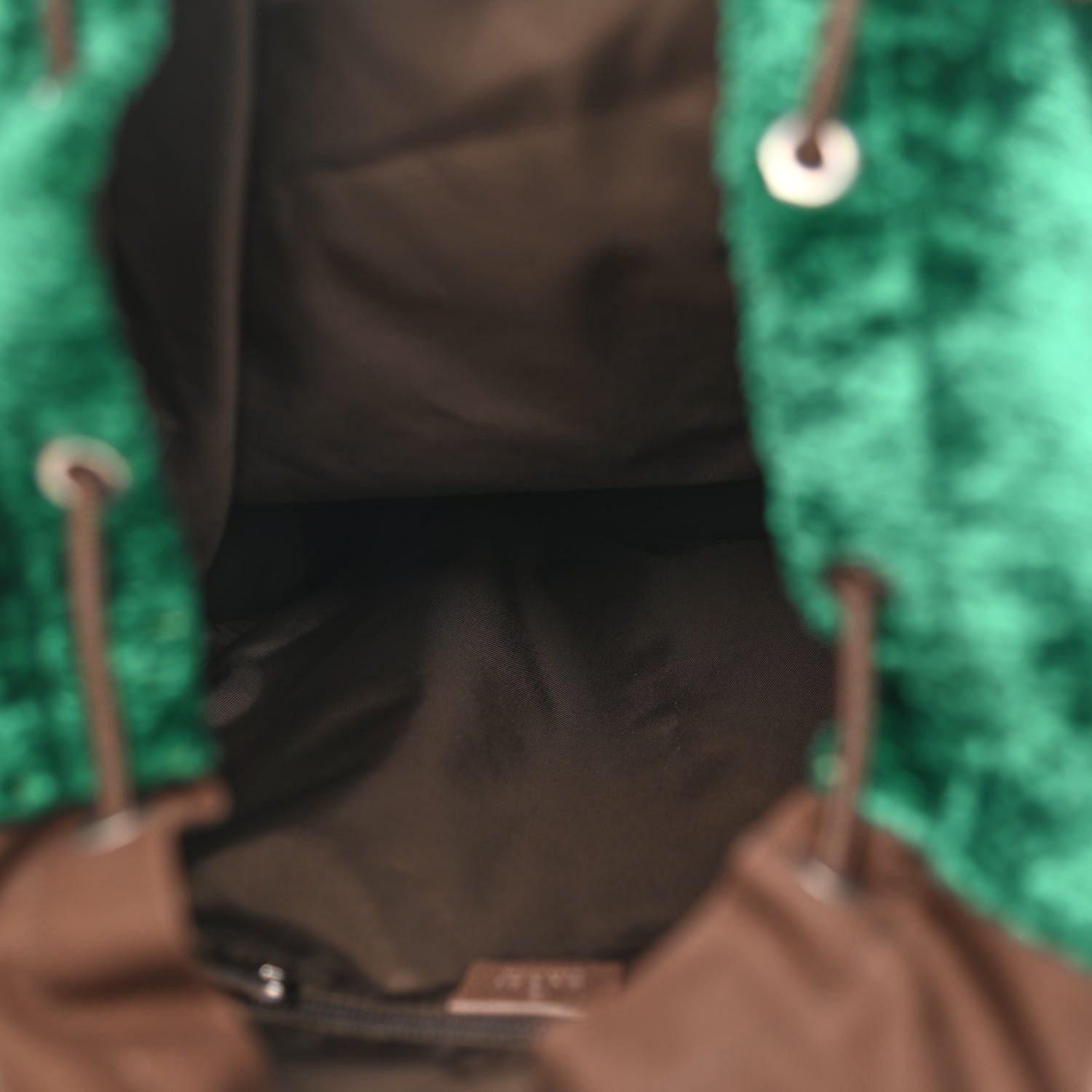 Gucci Velvet Jacquard Tapestry Script Logo Large Double Pocket Backpack Green Multicolor 6 of 12